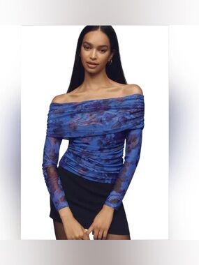 NWT Anthropologie Maeve off the shoulder mesh top in size XL